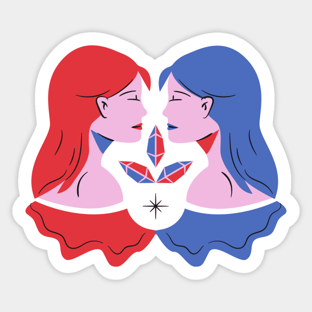 Gemini - The Twins Sticker by novaispurple